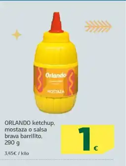 HiperDino ORLANDO kétchup, mostaza o salsa brava barrilito oferta