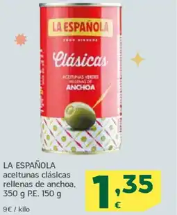 HiperDino LA ESPAÑOLA aceitunas clásicas rellenas de anchoa oferta