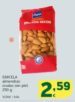 HiperDino EMICELA almendras crudas con piel oferta