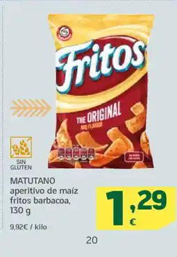 HiperDino MATUTANO aperitivo de maíz fritos barbacoa oferta