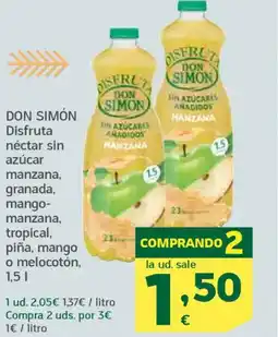 HiperDino DON SIMÓN Disfruta néctar sin azúcar mango- manzana, tropical, piña, mango o melocotón oferta