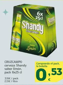 HiperDino CRUZCAMPO cerveza Shandy sabor limón oferta