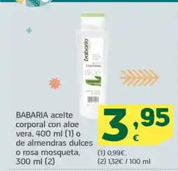HiperDino BABARIA aceite corporal con aloe vera oferta
