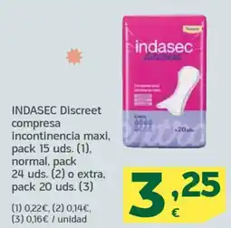 HiperDino INDASEC Discreet compresa incontinencia maxi oferta