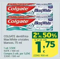 HiperDino COLGATE dentifrico Max White cristales blancos oferta