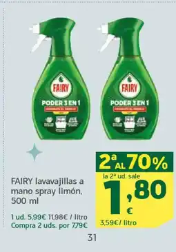 HiperDino FAIRY lavavajillas a mano spray limón oferta