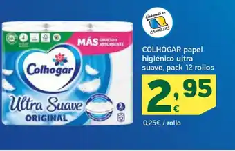 HiperDino COLHOGAR papel higiénico ultra suave, pack 12 rollos oferta