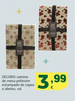 HiperDino DECORIS camino de mesa poliester estampado de copos o abetos, ud. oferta