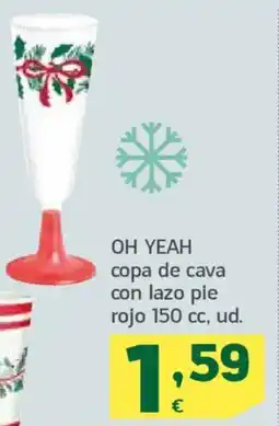 HiperDino OH YEAH copa de cava con lazo pie rojo oferta