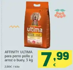 HiperDino AFFINITY ULTIMA para perro pollo y arroz o buey oferta