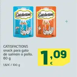 HiperDino CATISFACTIONS snack para gato de salmón o pollo oferta