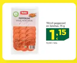 HiperDino TELLO pepperoni en lonchas oferta