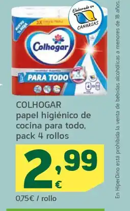 HiperDino COLHOGAR papel higiénico de cocina para todo, pack 4 rollos oferta