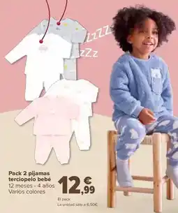 Carrefour Pack 2 pijamas terciopelo bebé oferta