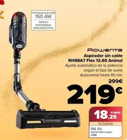 Carrefour Rowenta - aspirador sin cable rh98a7 flex 1260 animal oferta