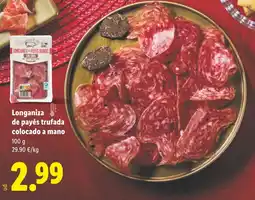Lidl Longaniza de payés trufada colocado a mano oferta