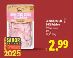 Lidl Jamón cocido 50% ibérico oferta