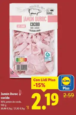 Lidl Jamón Duroc cocido oferta