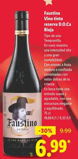 Lidl Faustino Vino tinto reserva D.O.Ca Rioja oferta