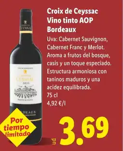 Lidl Croix de Ceyssac Vino tinto AOP Bordeaux oferta
