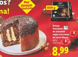 Lidl DELUXE Panettone de chocolate negro con crema de cacao blanco oferta