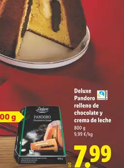 Lidl DELUXE Pandoro relleno de chocolate y crema de leche oferta