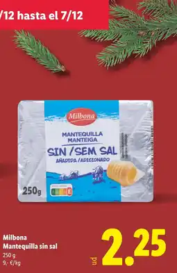 Lidl MILBONA Mantequilla sin sal oferta