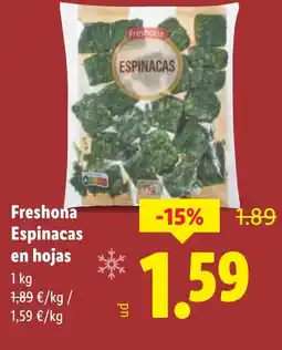 Lidl FRESHONA Espinacas en hojas oferta