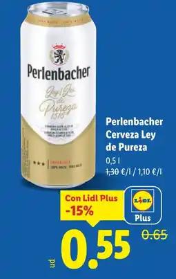 Lidl PERLENBACHER Cerveza Ley de Pureza oferta