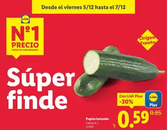Lidl Pepino holandés oferta