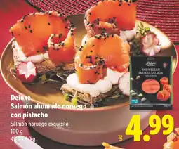 Lidl DELUXE Salmón ahumado noruego con pistacho oferta