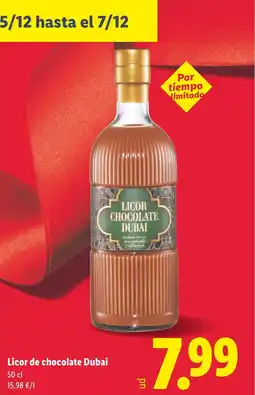 Lidl Licor de chocolate Dubai oferta