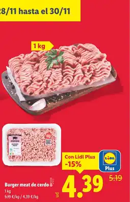 Lidl Burger meat de cerdo oferta