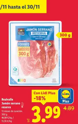 Lidl REALVALLE Jamón serrano reserva oferta