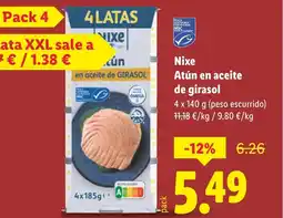 Lidl NIXE Atún en aceite de girasol oferta
