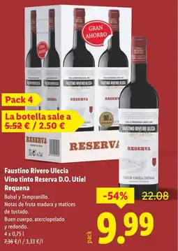 Lidl Faustino Rivero Ulecia Vino tinto Reserva D.O. Utiel Requena oferta