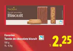 Lidl FAVORINA Turrón de chocolate biscuit oferta