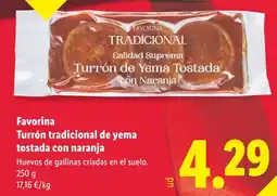 Lidl FAVORINA Turrón tradicional de yema tostada con naranja oferta
