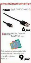 Ecomputer Nilex cable usb-c macho 6.908 cely protector de pantalla poprotector de partala treres afecar smartphone tablet hasta 10, oferta