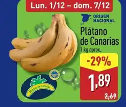 ALDI Plátano de Canarias oferta
