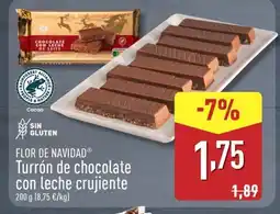 ALDI FLOR DE NAVIDAD Turrón de chocolate con leche crujiente oferta