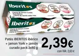 Cash Ifa IBERITOS Patés ibérico +jamon York + jamón curado oferta