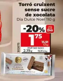 Dia Dia dulce noel - turron crujiente sin azucar de chocolate oferta