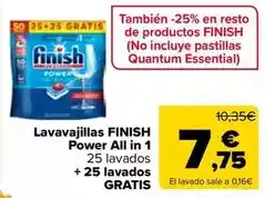 Carrefour Market Finish - lavavajillas power all in 1 + 25 lavados oferta