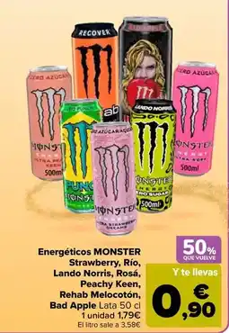 Carrefour Monster - energiticos strawberry rio lando norris rosa ,peachy keen rehab melocoton bad apple oferta