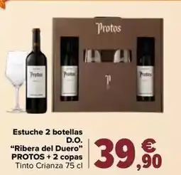 Carrefour Protos - estuche 2 botellas d.o. ribera del duero + 2 copas oferta