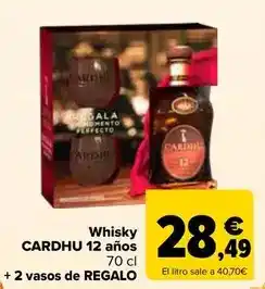 Carrefour Cardhu - whisky 12 años + 2 vasos de regalo oferta