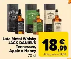 Carrefour Jack daniel's - lata metal whisky tennessee, apple o honey oferta