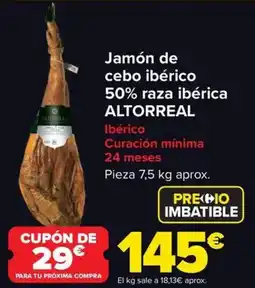 Carrefour Market ALTORREAL Jamón de cebo ibérico 50% raza ibérica oferta