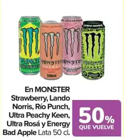 Carrefour Market MONSTER En Strawberry, Lando Norris, Río Punch, Ultra Peachy Keen Ultra Rosá y Energy Bad Apple oferta